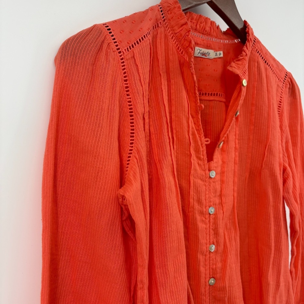 Faherty Willa Ruffle Blouse XS - Picture 2 of 10